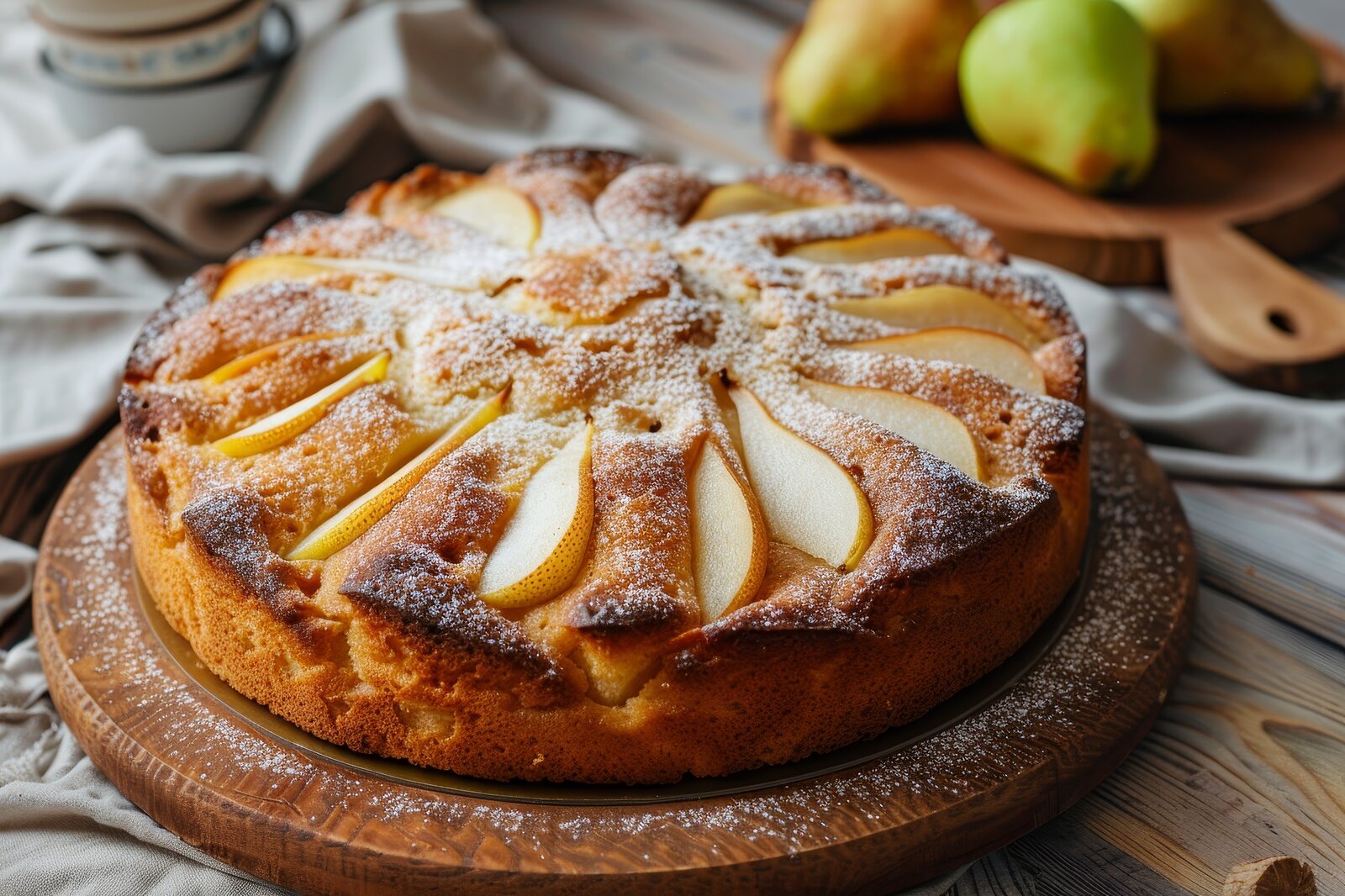Joghurtkuchen mit Apfelstückchen bestreut mit Puderzucker. | © Adobe Stock / LimeSky