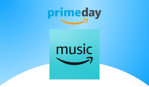 Das Logo des Amazon Prime Day 2024, darunter das Logo von Amazon Music, weiße Schrift auf türkisem Hintergrund | © Amazon